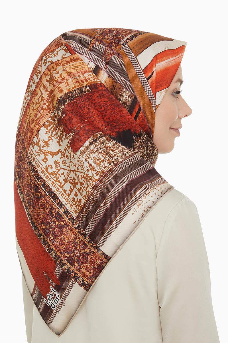 Levidor Kiremit Twill Saf İpek Eşarp