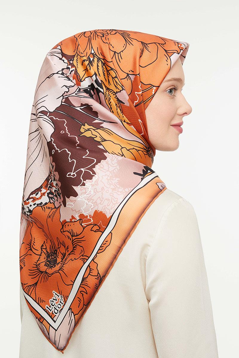 Levidor Kiremit Twill Saf İpek Eşarp