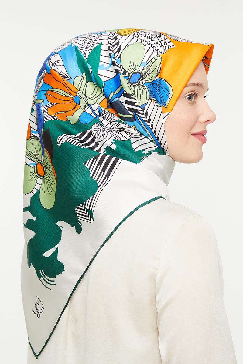 Levidor Kırık Beyaz Twill Saf İpek Eşarp