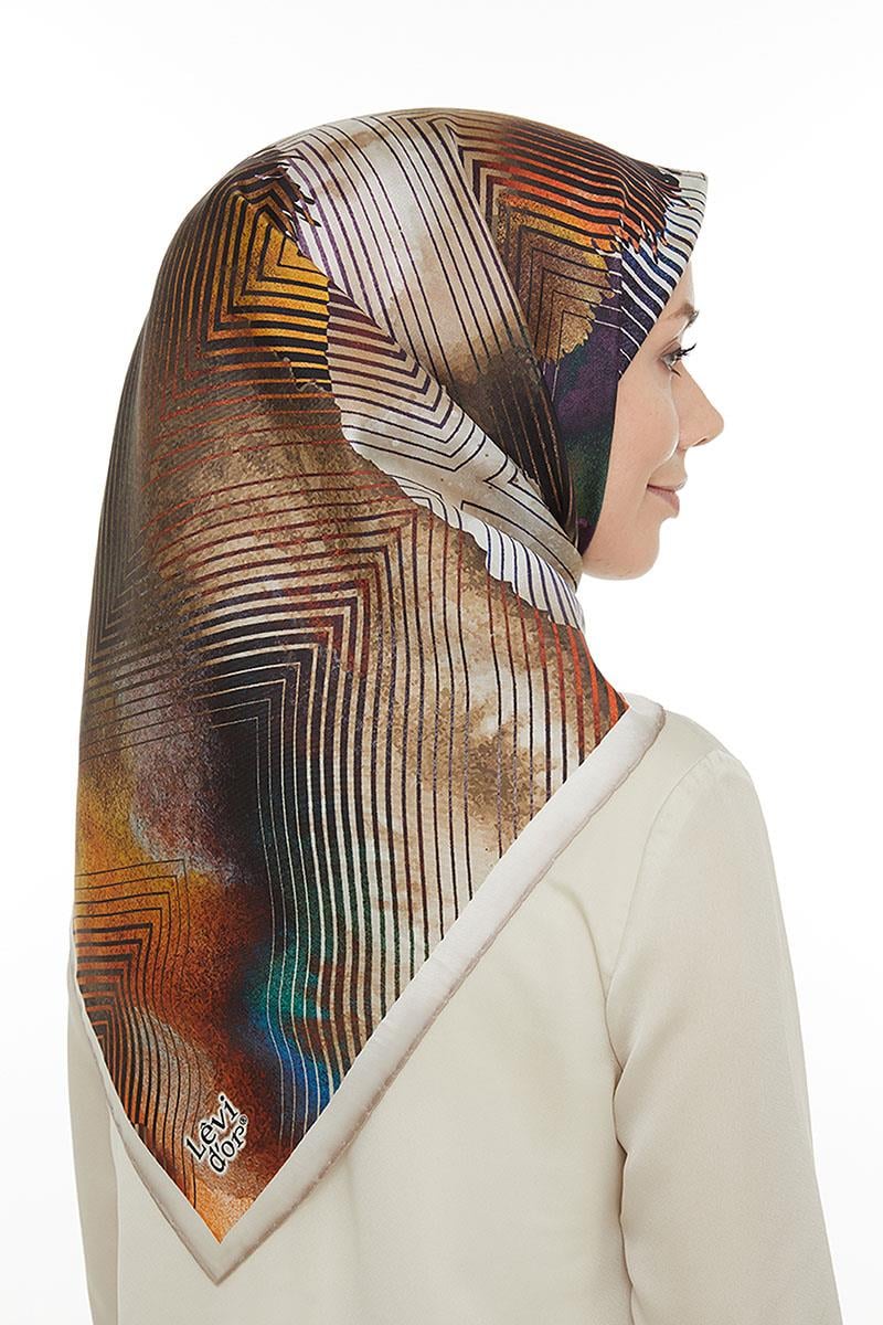 Levidor Kırık Beyaz Twill Saf İpek Eşarp