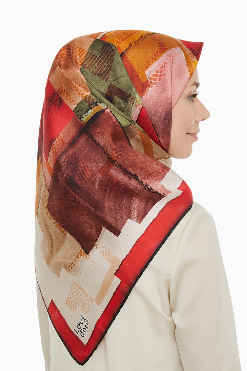 Levidor Kırmızı Twill Saf İpek Eşarp