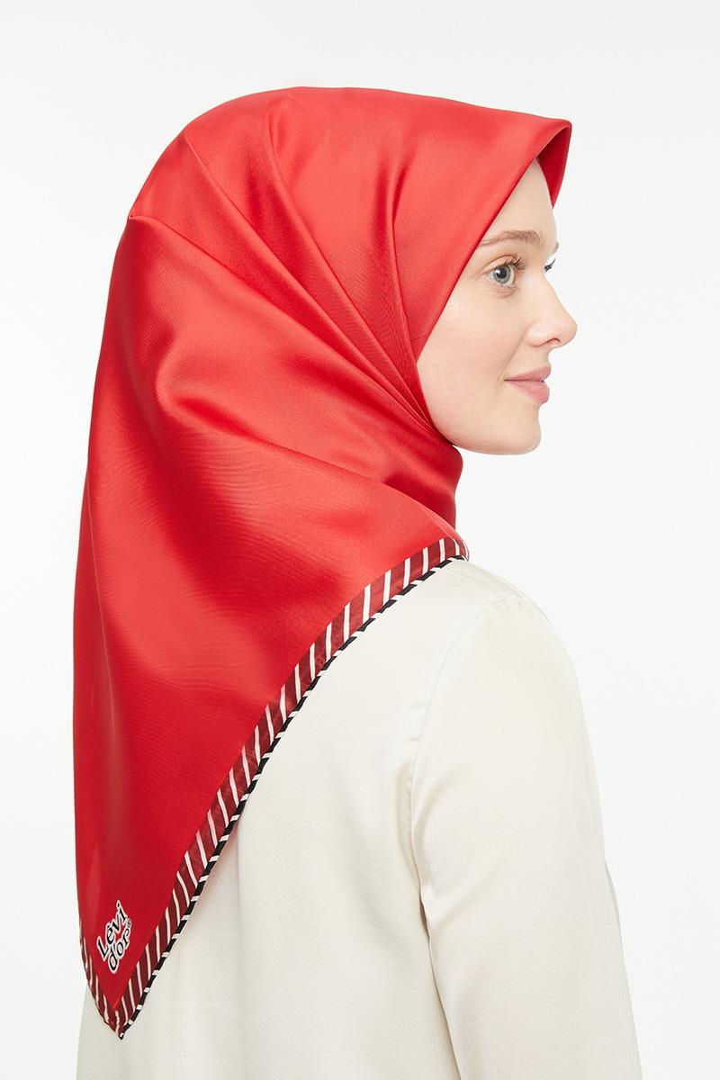 Levidor Kırmızı Twill Saf İpek Eşarp
