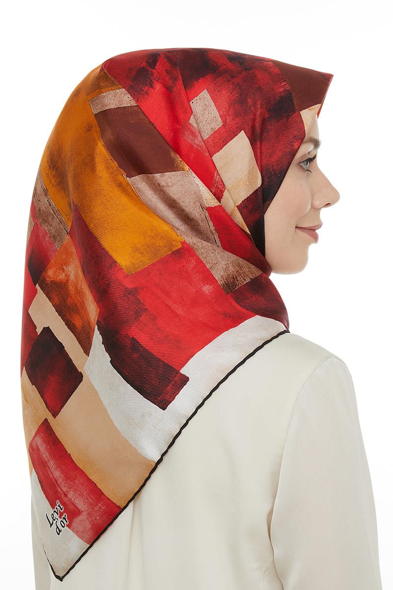 Levidor Kırmızı Twill Saf İpek Eşarp