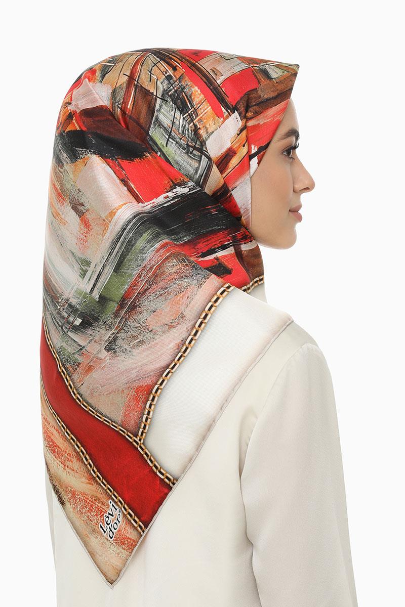 Levidor Kırmızı Twill Saf İpek Eşarp