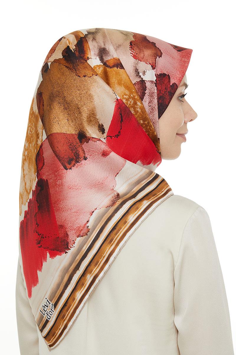 Levidor Kırmızı Twill Saf İpek Eşarp