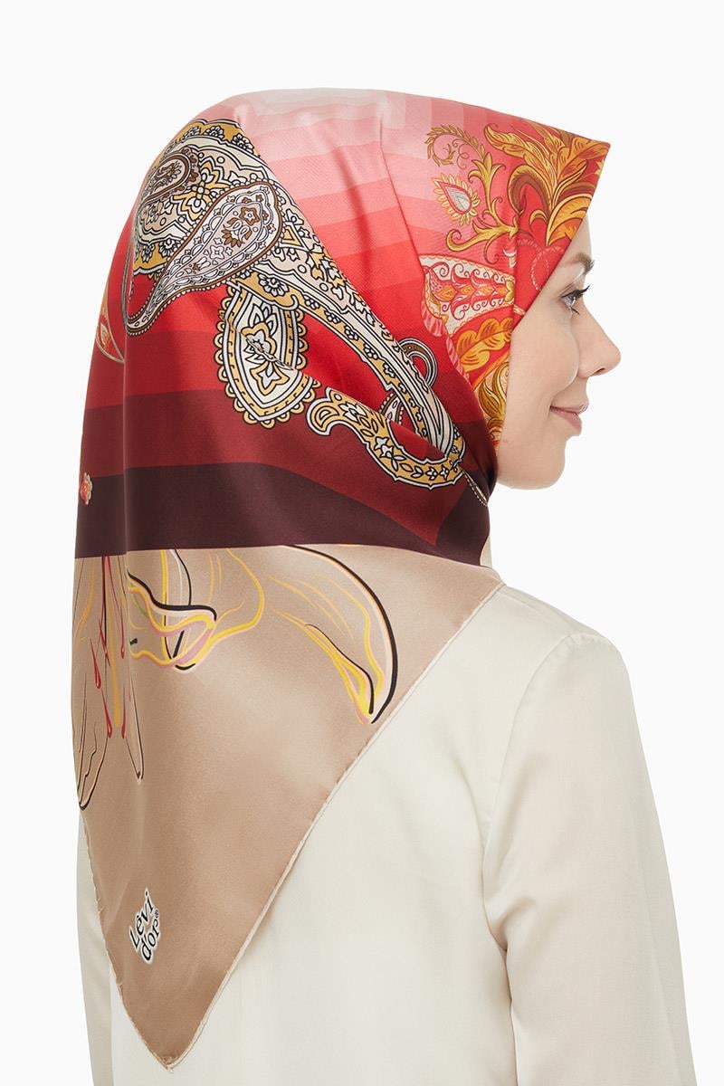 Levidor Kırmızı Twill Saf İpek Eşarp