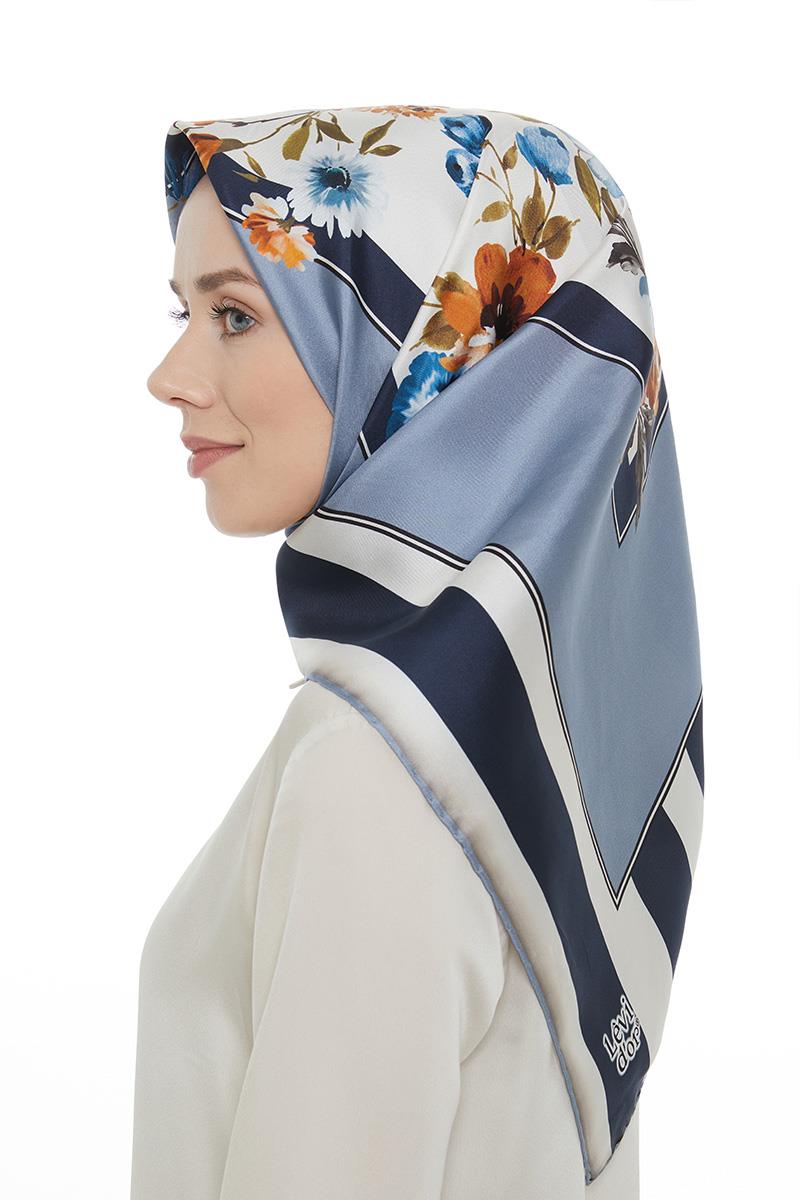 Levidor Kot Mavisi Twill Saf İpek Eşarp