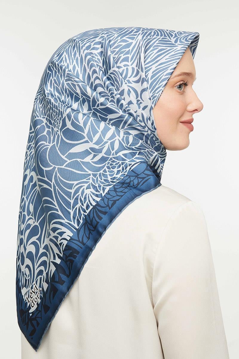 Levidor Kot Mavisi Twill Saf İpek Eşarp