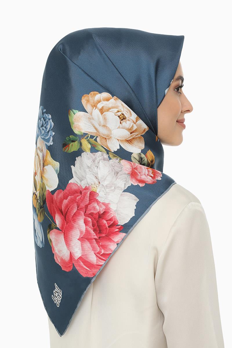 Levidor Kot Mavisi Twill Saf İpek Eşarp