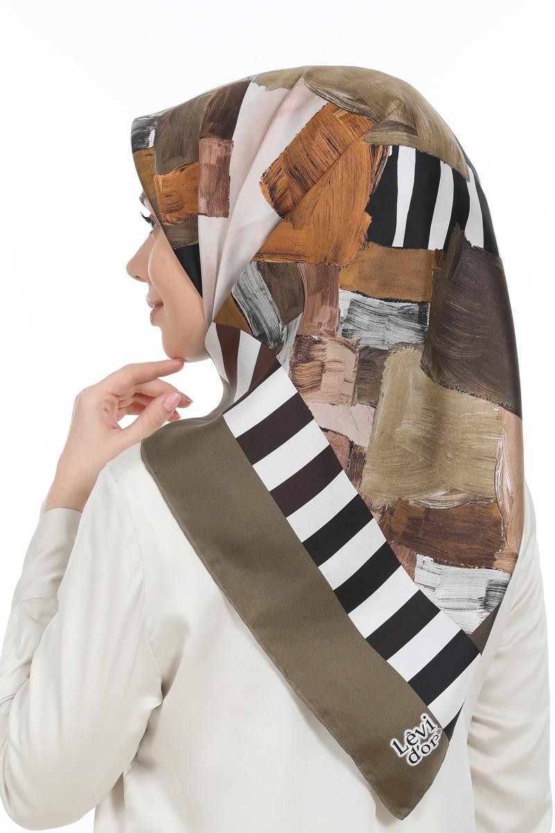 Levidor Koyu Kahverengi Twill Saf İpek Eşarp