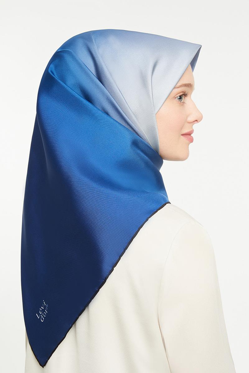 Levidor Koyu Saks Mavisi Twill Saf İpek Eşarp