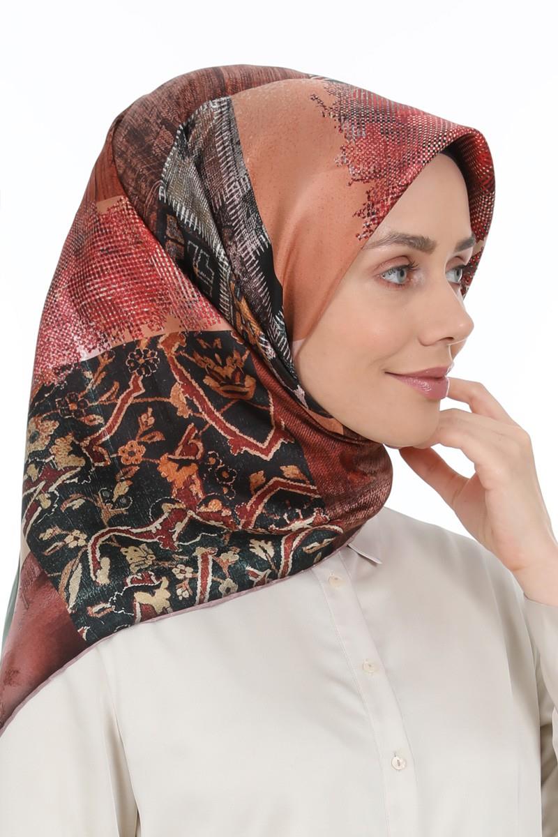 Levidor Koyu Somon Twill Saf İpek Eşarp