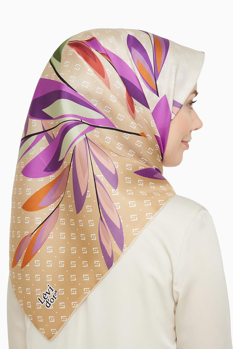 Levidor Krem Twill Saf İpek Eşarp