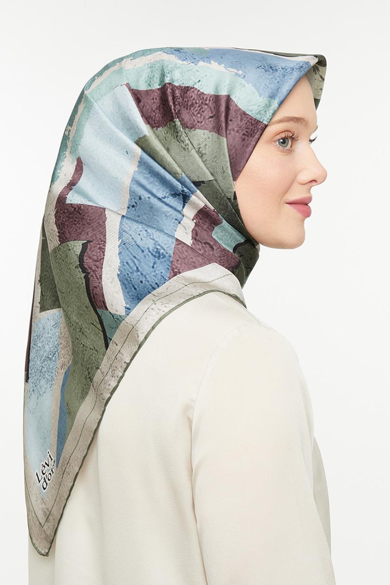 Levidor Küf Yeşili Twill Saf İpek Eşarp