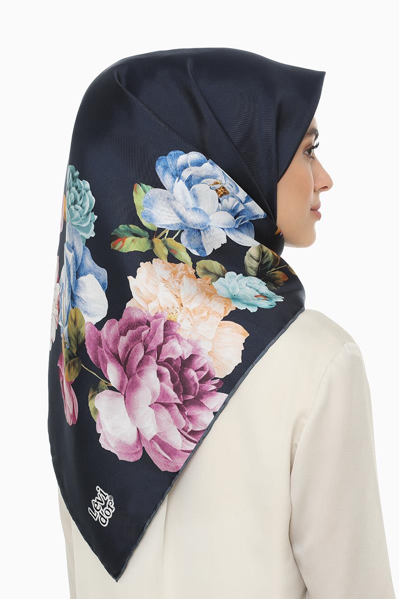 Levidor Lacivert Twill Saf İpek Eşarp