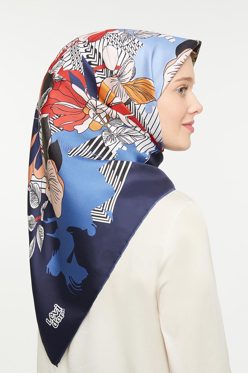 Levidor Lacivert Twill Saf İpek Eşarp