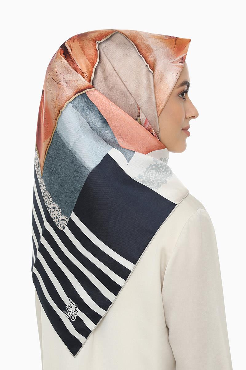 Levidor Lacivert Twill Saf İpek Eşarp