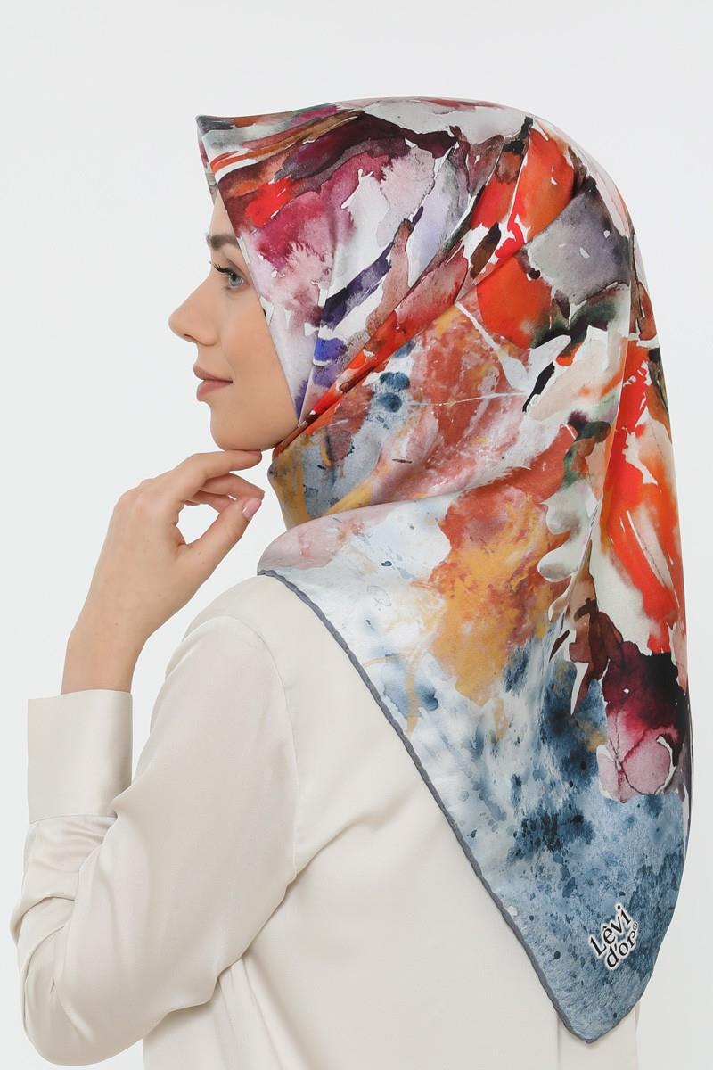 Levidor Lacivert Twill Saf İpek Eşarp