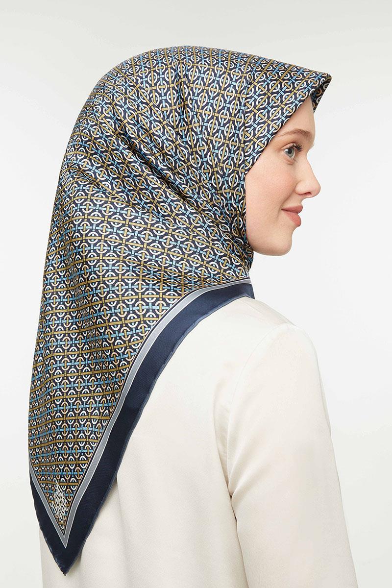 Levidor Lacivert Twill Saf İpek Eşarp