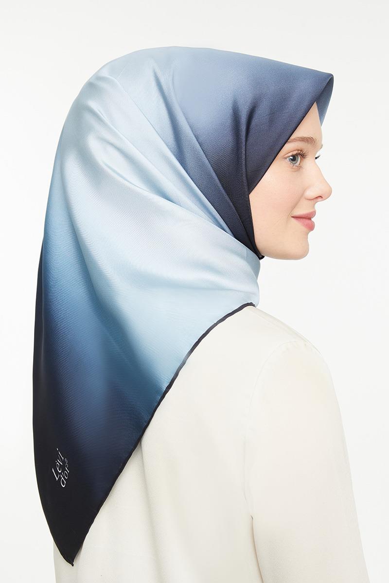 Levidor Lacivert Twill Saf İpek Eşarp