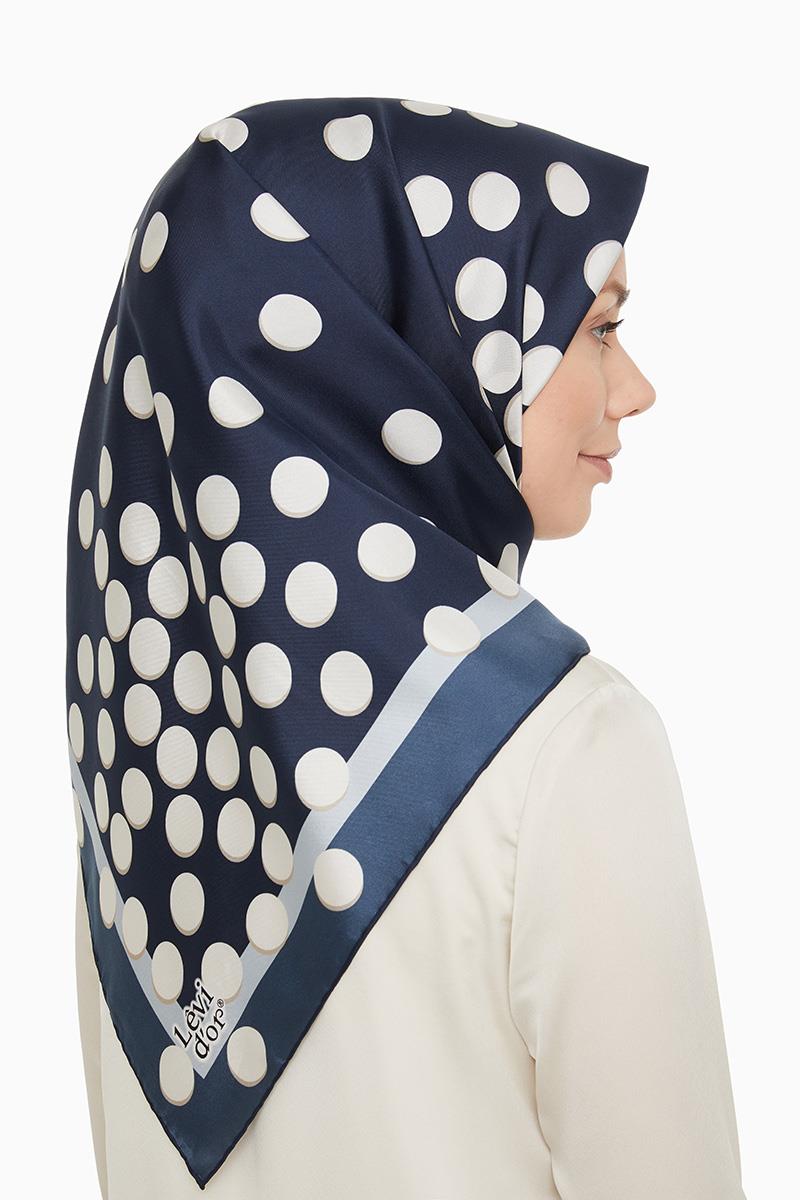 Levidor Lacivert Twill Saf İpek Eşarp