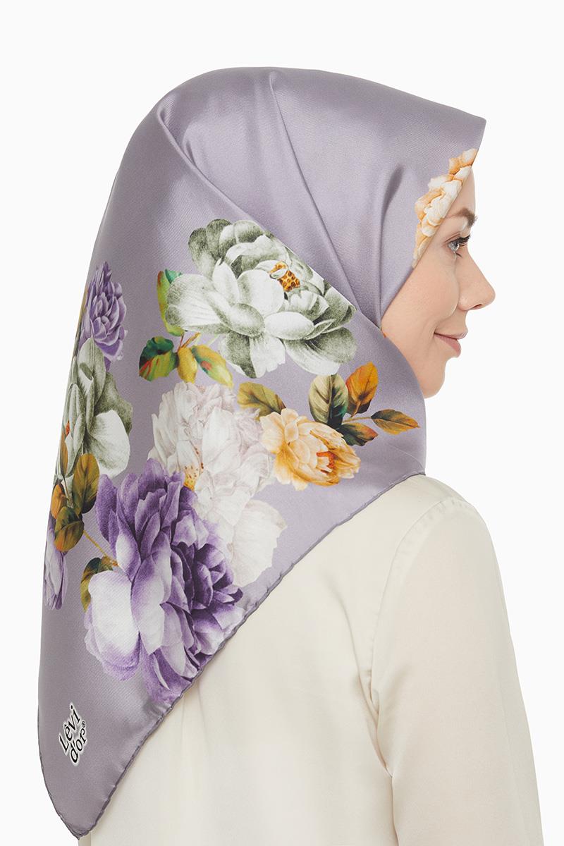 Levidor Lila Twill Saf İpek Eşarp