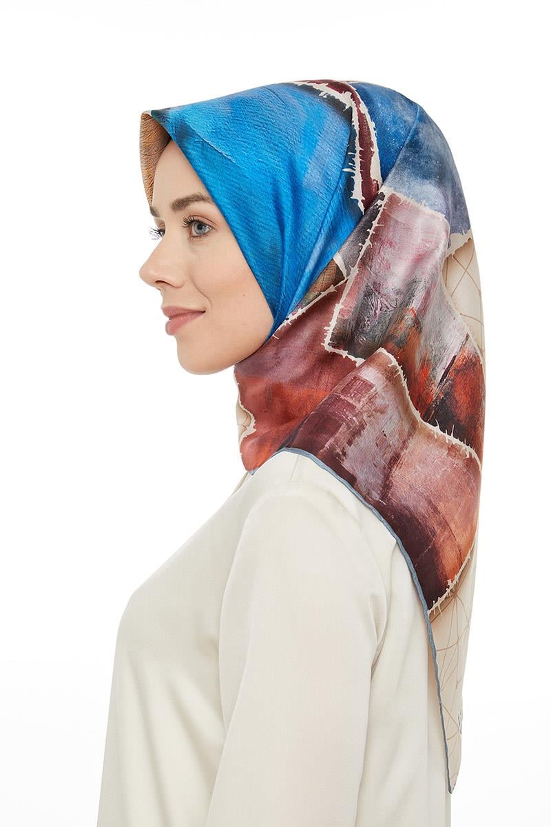 Levidor Mavi Twill Saf İpek Eşarp