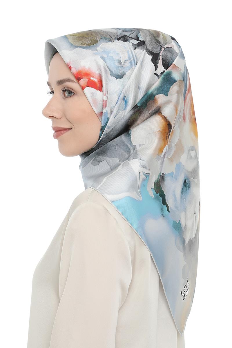 Levidor Mavi Twill Saf İpek Eşarp