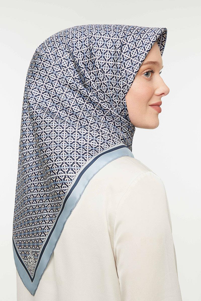 Levidor Mavi Twill Saf İpek Eşarp