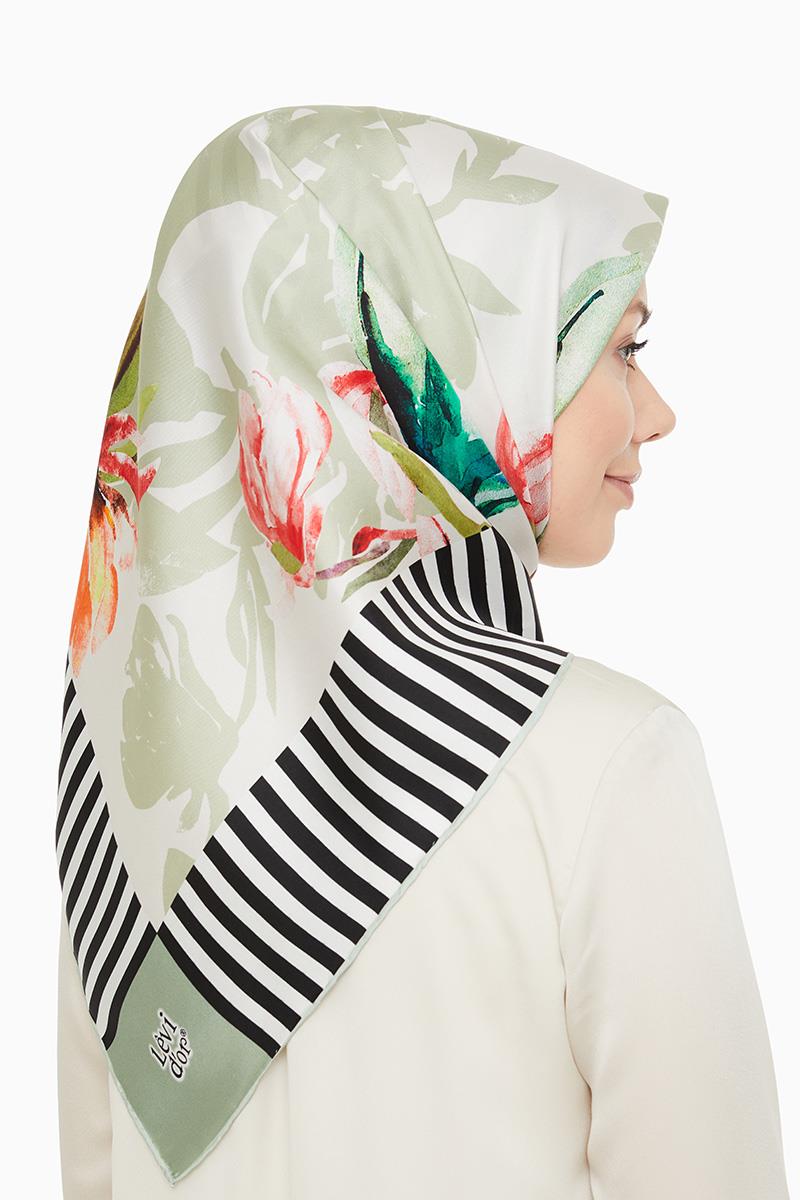 Levidor Mint Yeşili Twill Saf İpek Eşarp