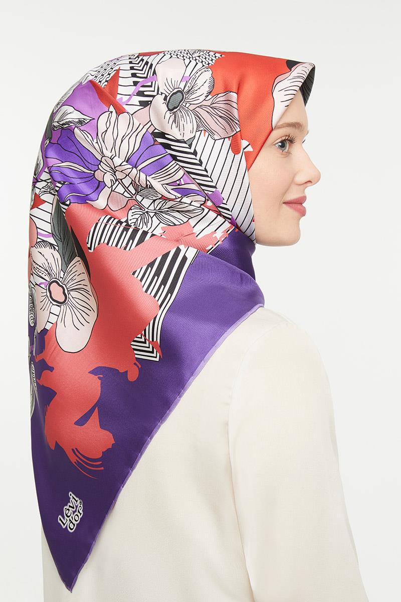 Levidor Mor Twill Saf İpek Eşarp