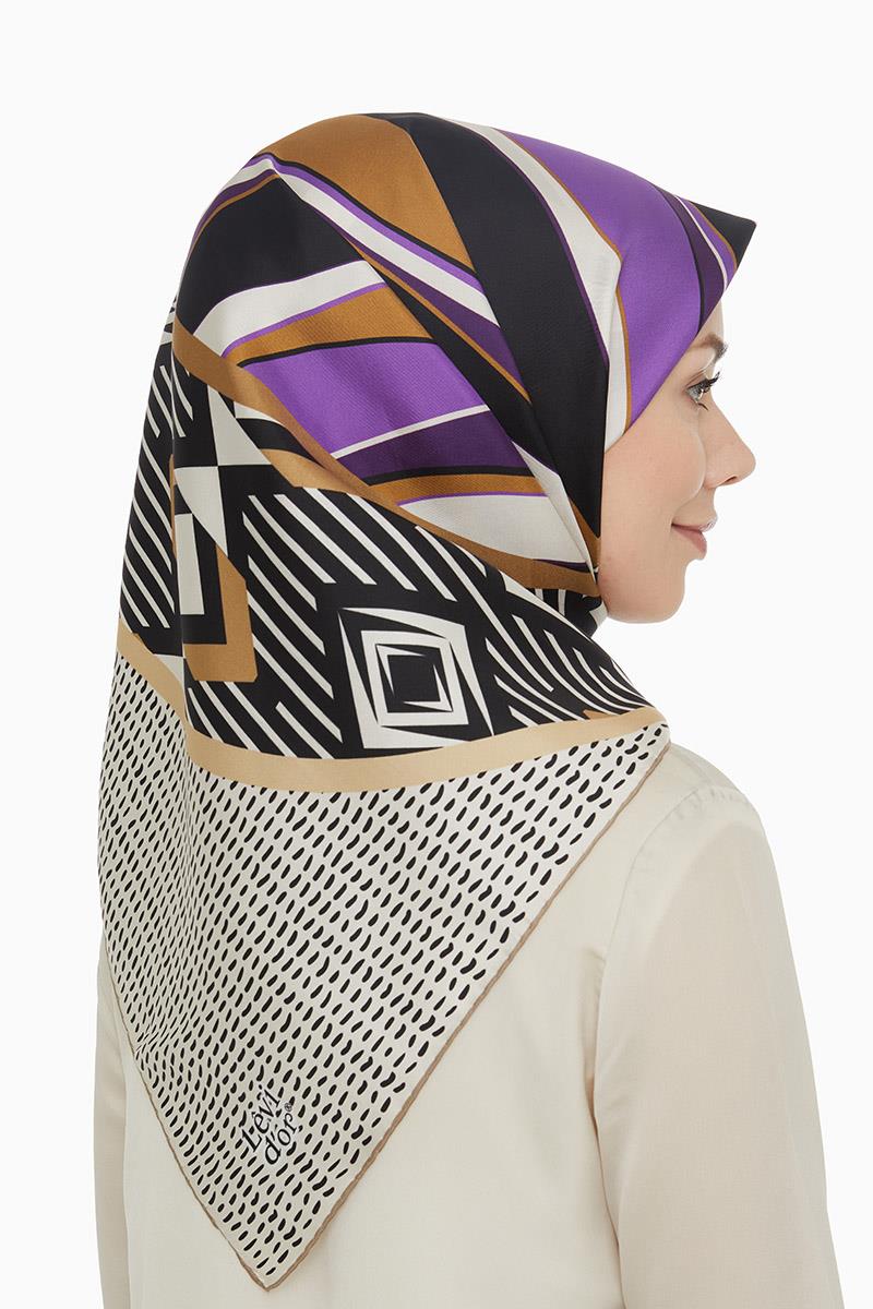 Levidor Mor Twill Saf İpek Eşarp