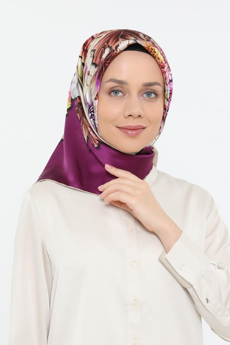 Levidor Mürdüm Twill Saf İpek Eşarp