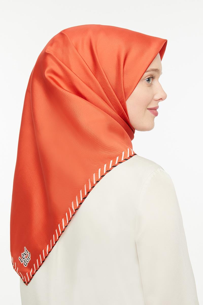 Levidor Nar Çiçeği Twill Saf İpek Eşarp
