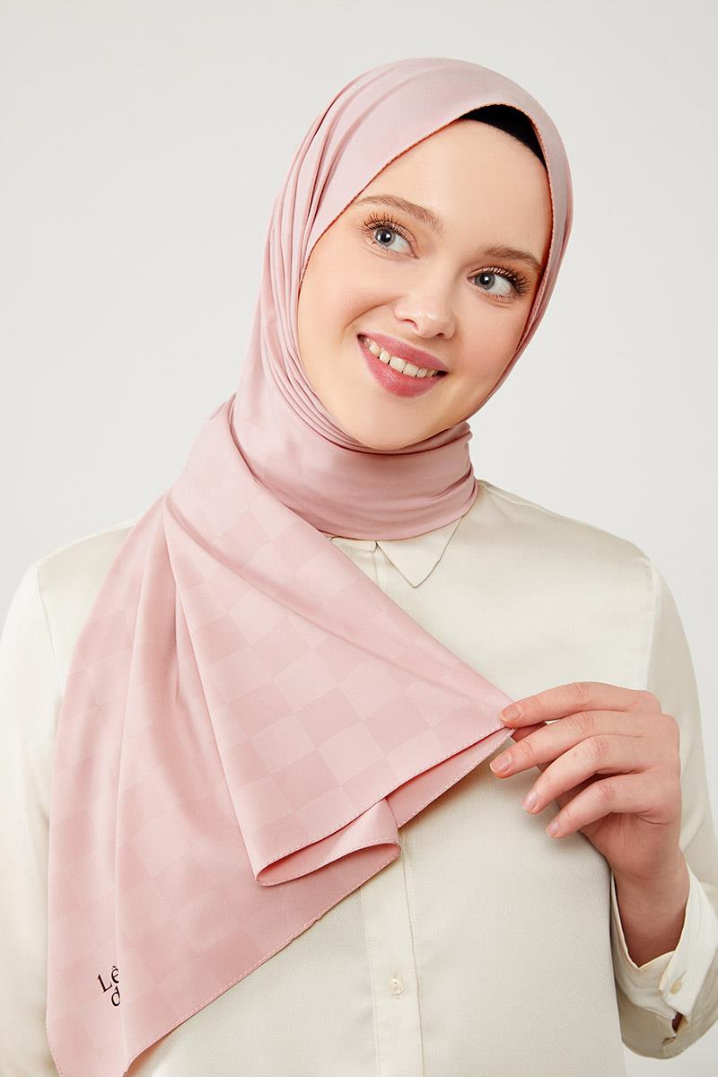 Levidor Pembe Dama Desen Jakarlı Elegance Şal
