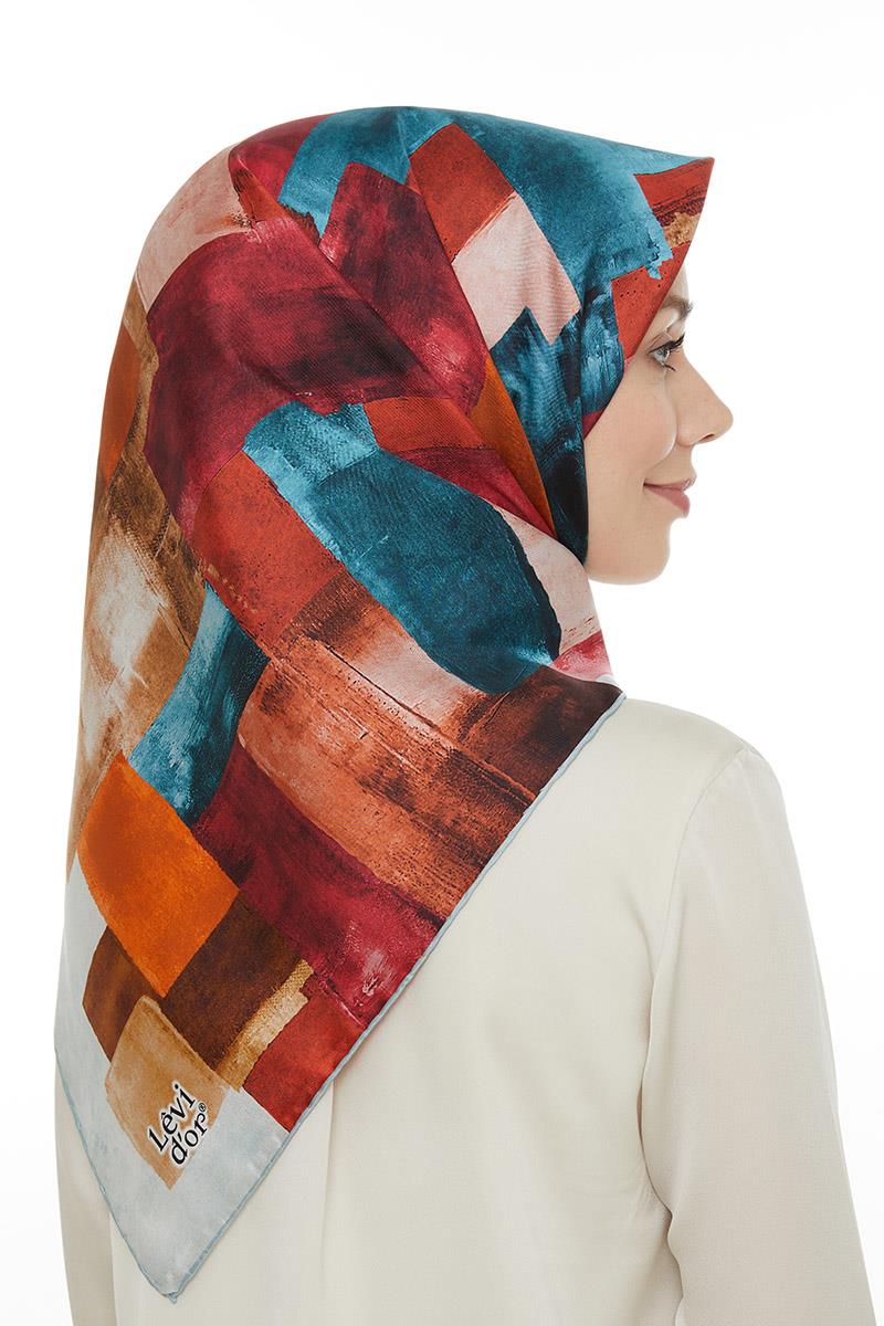 Levidor Petrol Mavisi Twill Saf İpek Eşarp
