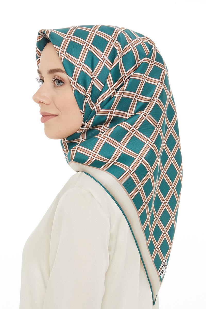 Levidor Petrol Yeşili Twill Saf İpek Eşarp