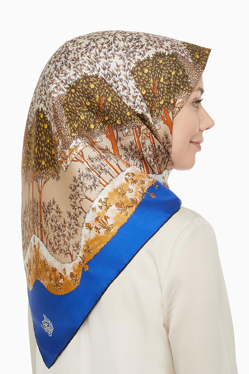 Levidor Saks Mavisi Twill Saf İpek Eşarp