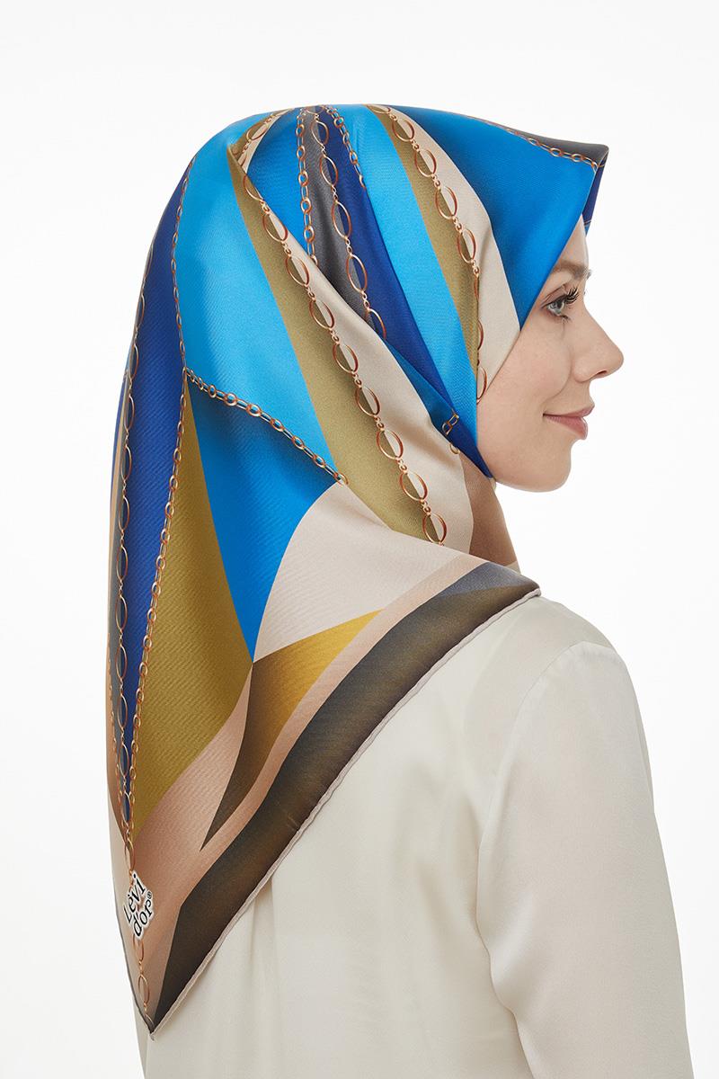 Levidor Saks Mavisi Twill Saf İpek Eşarp