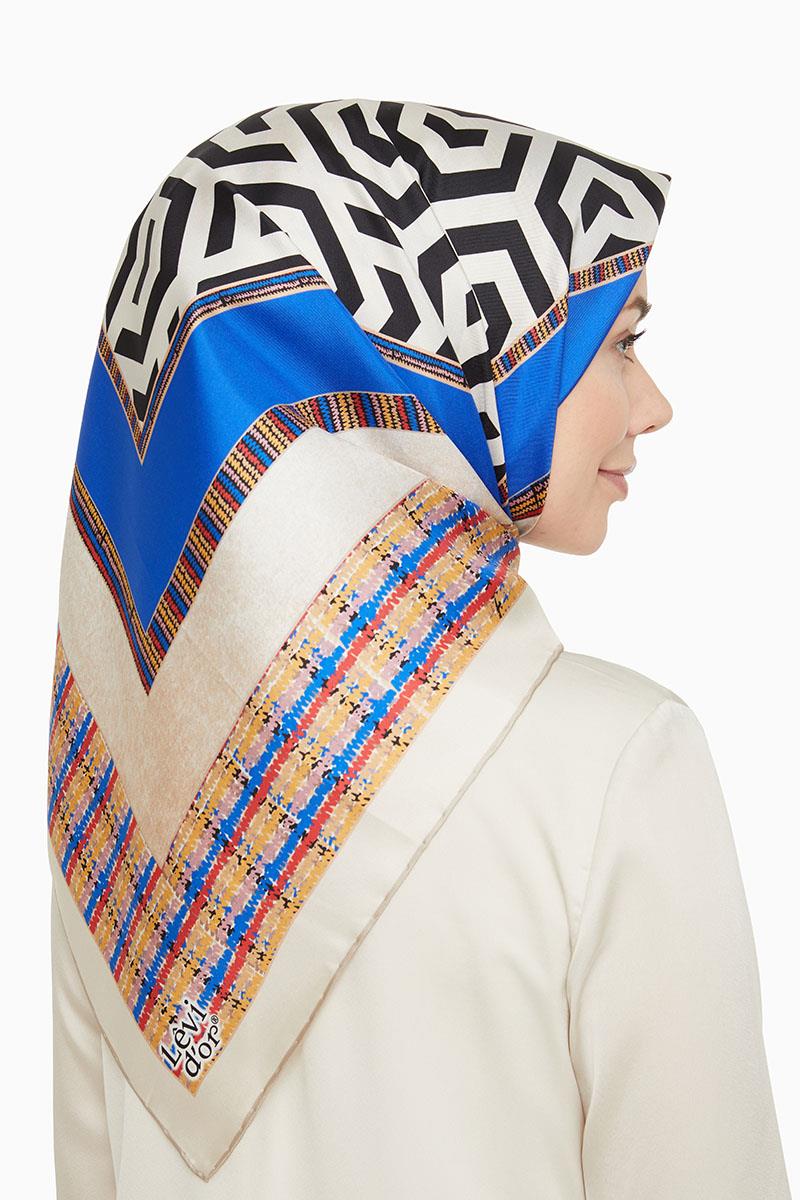 Levidor Saks Mavisi Twill Saf İpek Eşarp