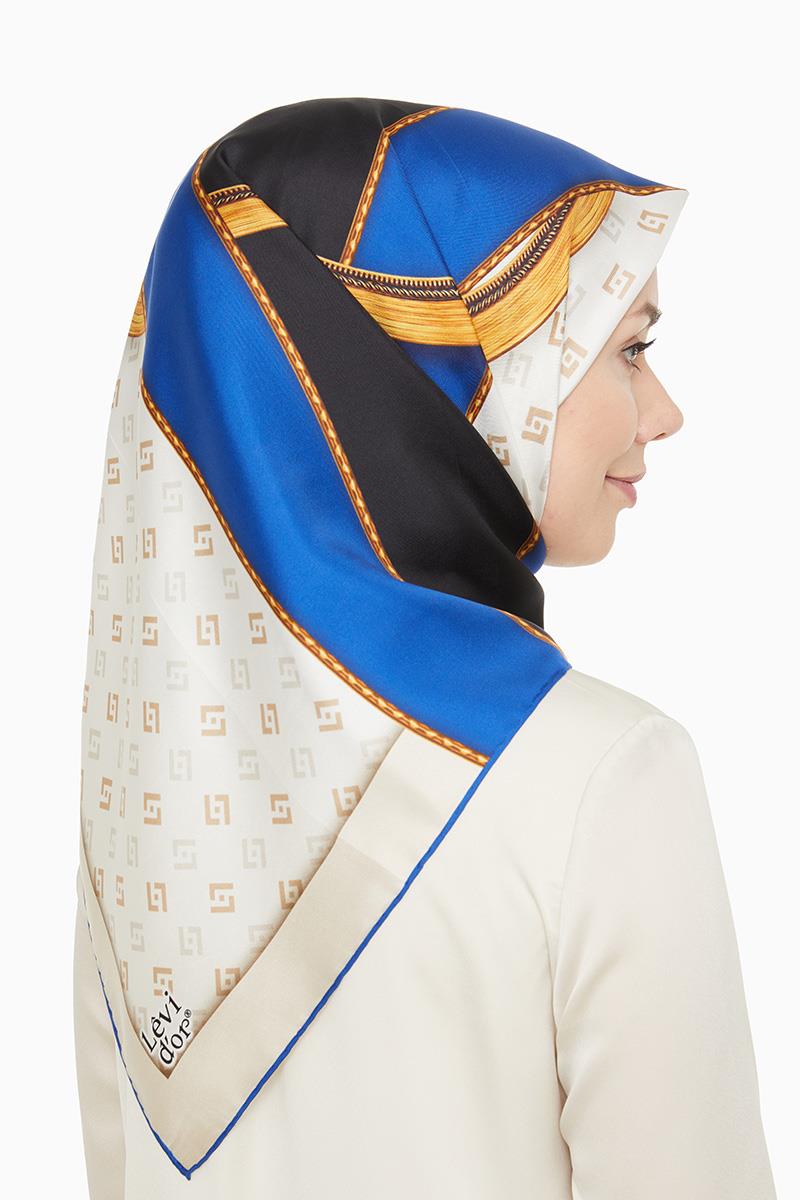 Levidor Saks Mavisi Twill Saf İpek Eşarp