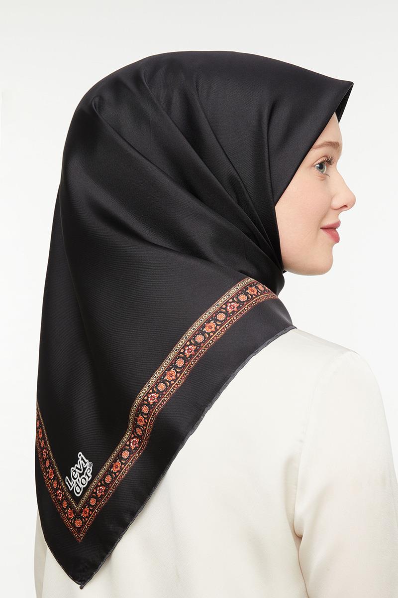 Levidor Siyah Twill Saf İpek eşarp