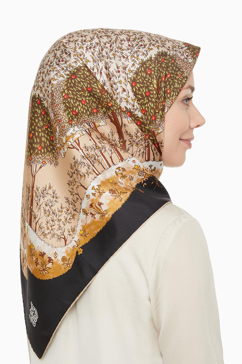 Levidor Siyah Twill Saf İpek Eşarp
