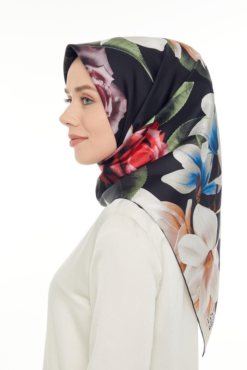Levidor Siyah Twill Saf İpek Eşarp