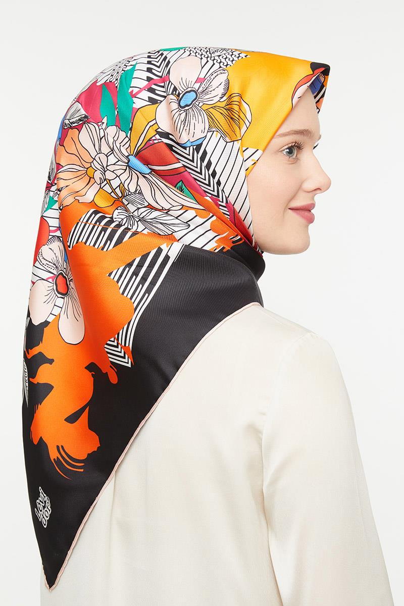 Levidor Siyah Twill Saf İpek Eşarp