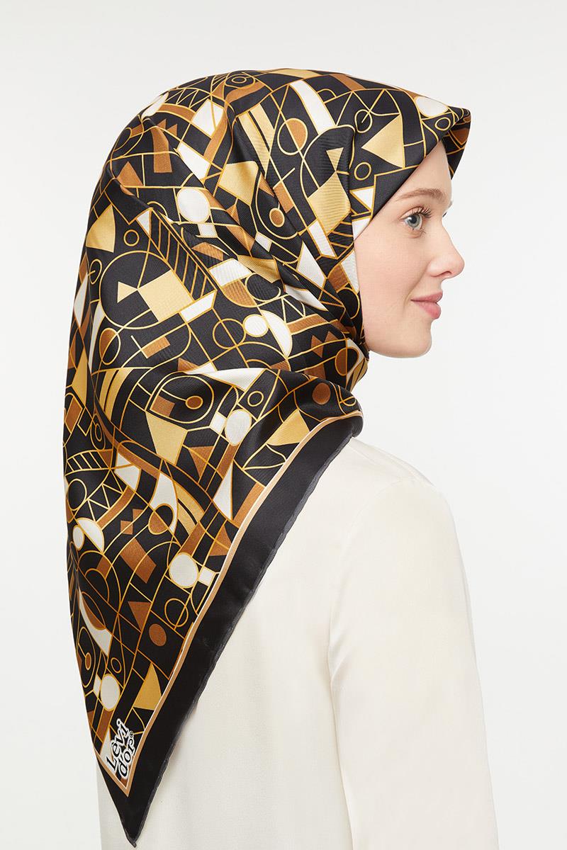 Levidor Siyah Twill Saf İpek Eşarp