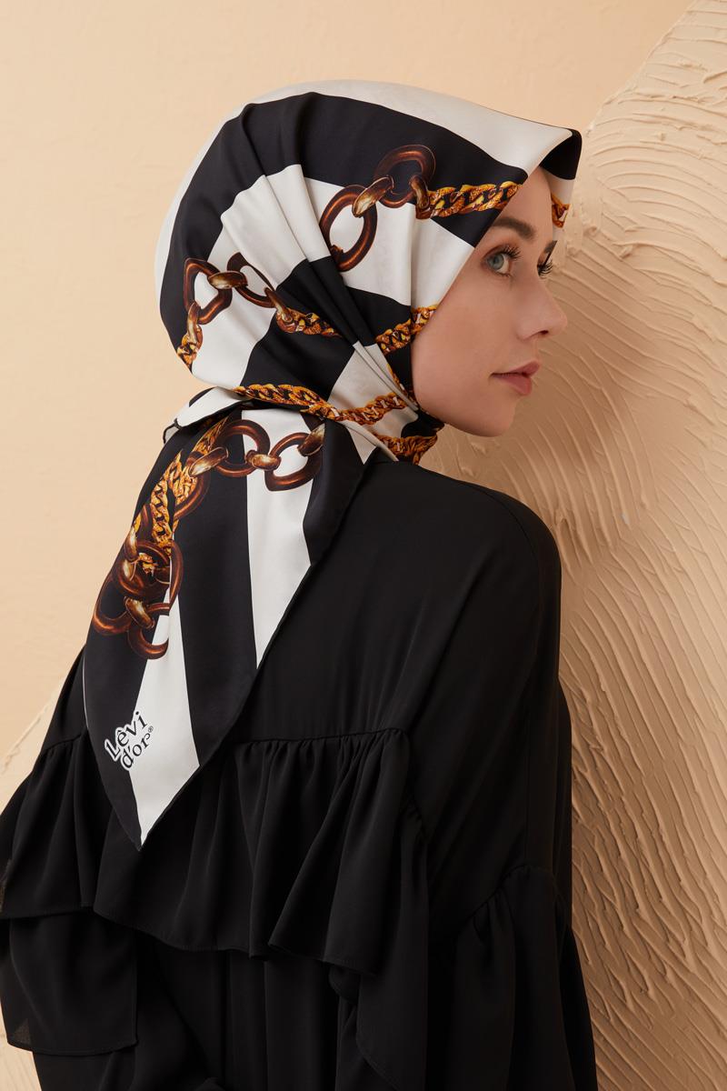 Levidor Siyah Twill Saf İpek Eşarp