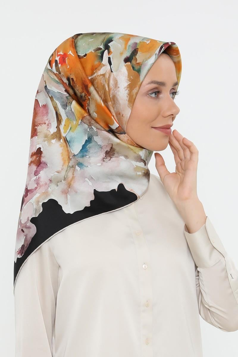 Levidor Siyah Twill Saf İpek Eşarp