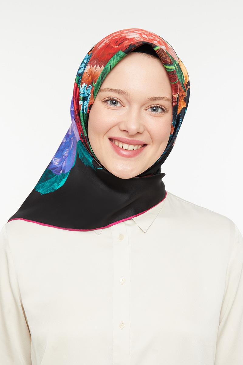 Levidor Siyah Twill Saf İpek Eşarp