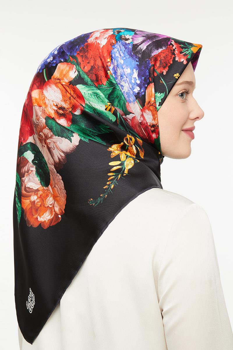 Levidor Siyah Twill Saf İpek Eşarp